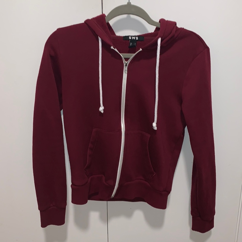 3/$50 Burgundy Zip-Up Hoodie